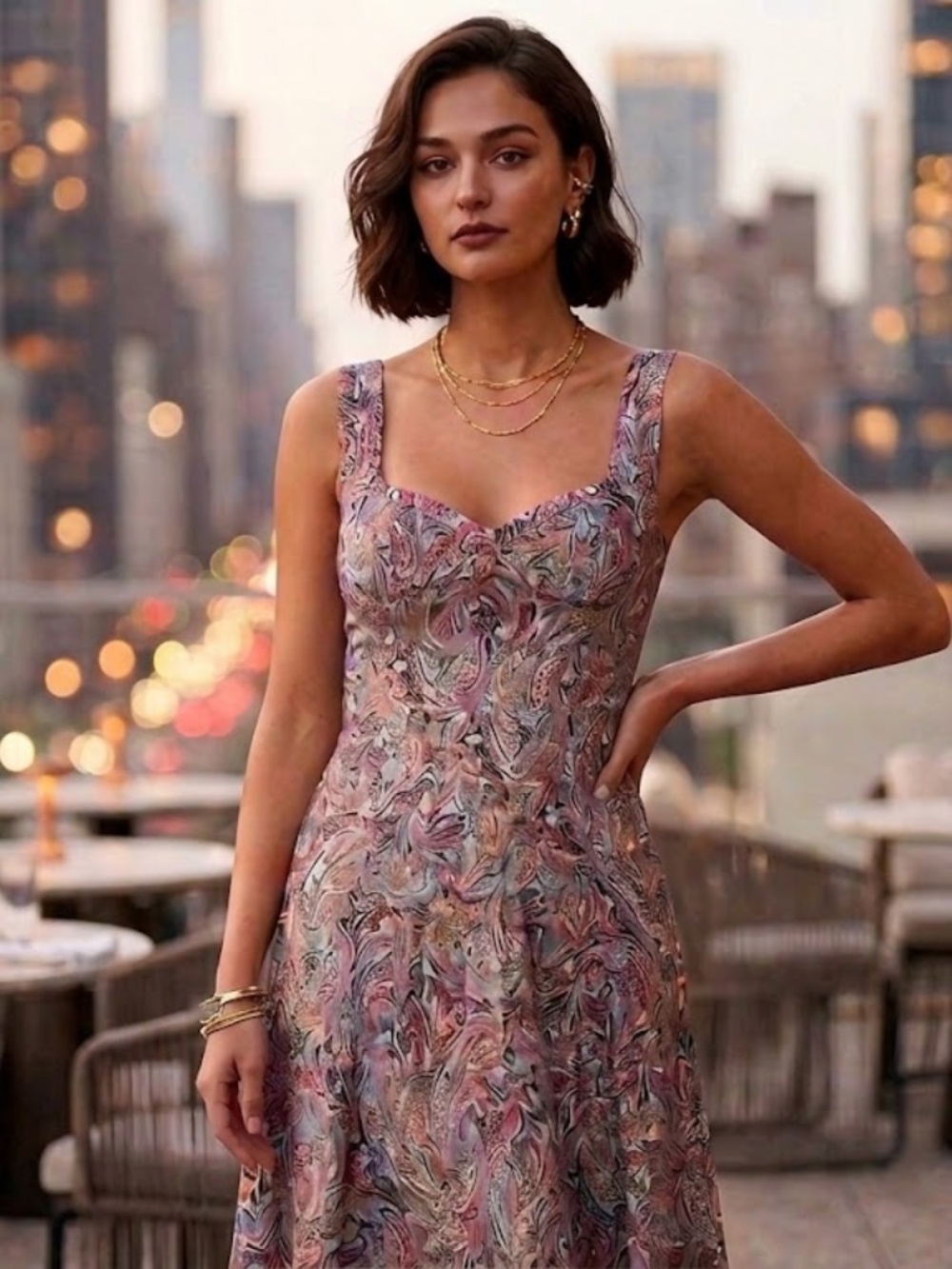 NWT Veronica Beard Jolie Paisley Cotton Poplin Midi Dress size 8